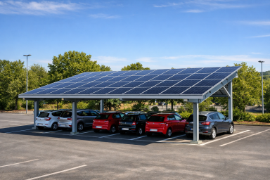 Ombrière solaire pilote sur le parking Charles Michels